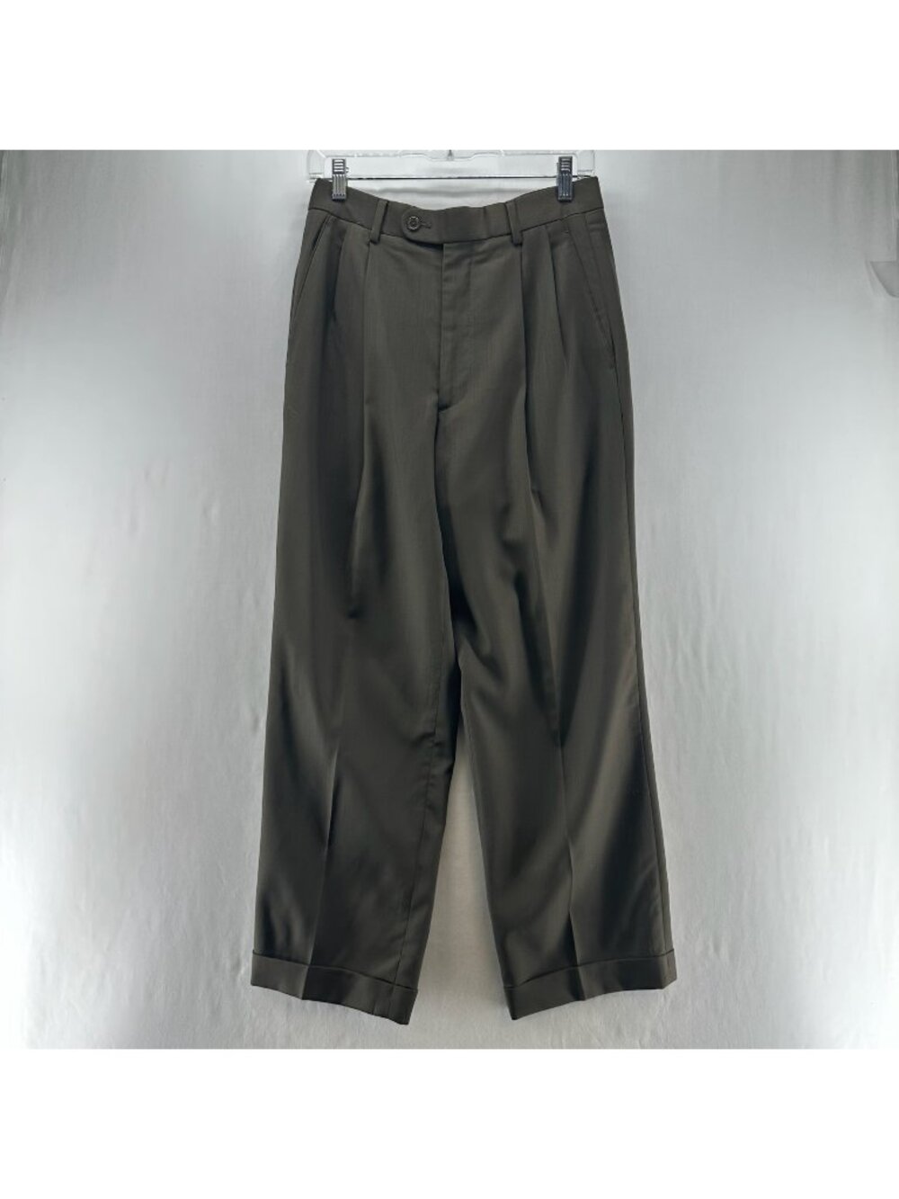 Greg Peters Dress Pants Mens Size 30 Pleated Cuffed Vintage Trousers Brown
